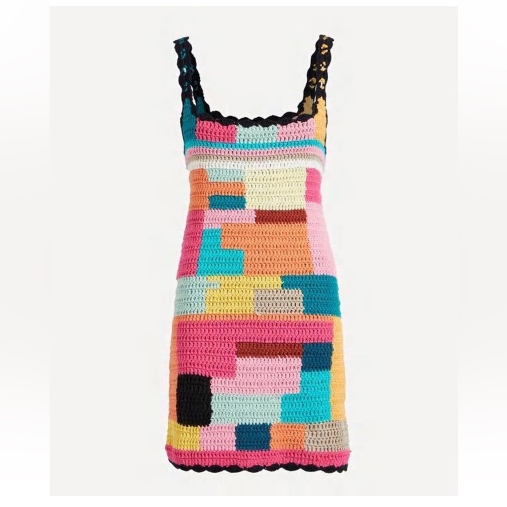 Tach Clothing Meryl Crochet Patchwork Mini-Dress Knit Multicolor Size S